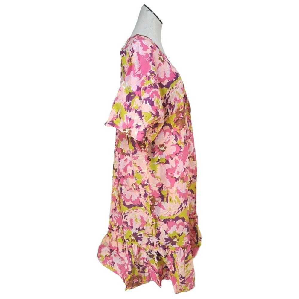 Cozee Corner VTG Spring Floral Mumu Pale Pink Patio Dress Midi Women's Size 2X - Picture 5 of 7
